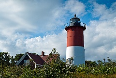 Nauset Lighthouse in Cape Cod on a Beautiful Summer Day